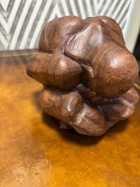 Hand wood carved weeping Buddha sculpture